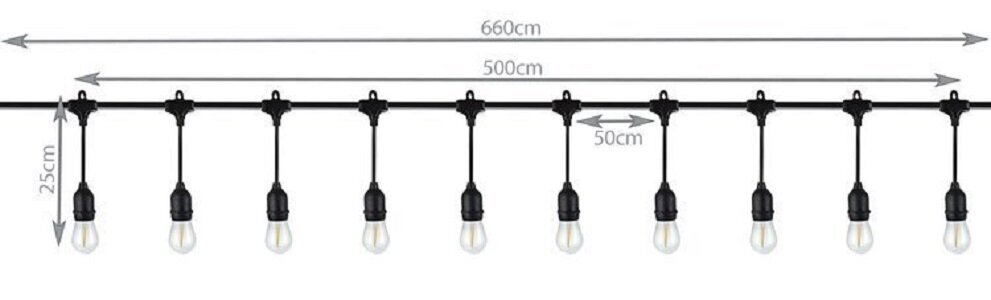 LED lampu ķēdes komplekts ar iekarināmām ligzdām 5M 10 spuldze cena un informācija | Ziemassvētku lampiņas, LED virtenes | 220.lv