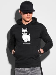 Melns vīriešu džemperis ar kapuci "No ProbLlama" B1154 -45476-XXL cena un informācija | Vīriešu jakas | 220.lv