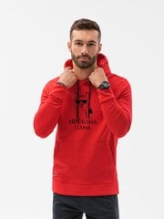 Sarkans vīriešu džemperis ar kapuci "No drama Llama" B1154 -45451-XXL cena un informācija | Vīriešu jakas | 220.lv