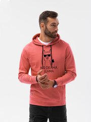 Rozā vīriešu džemperis ar kapuci "No drama Llama" B1154 -45452-XXL cena un informācija | Vīriešu jakas | 220.lv