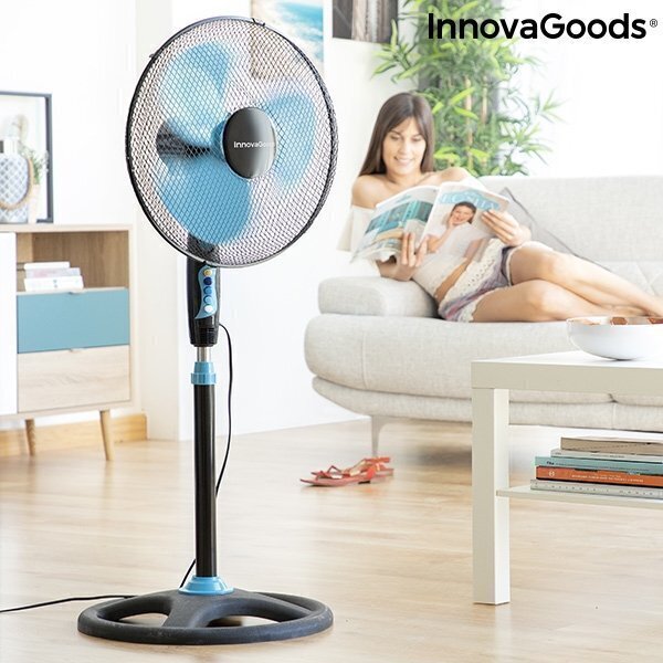 InnovaGoods grīdas ventilators Ø 40 CM 50W melns/zils cena un informācija | Ventilatori | 220.lv