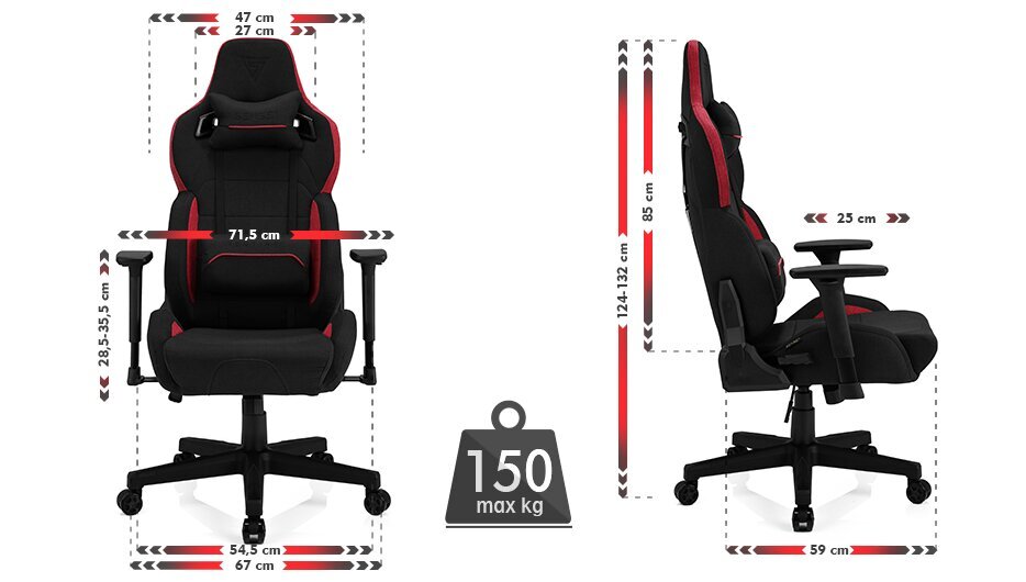 Krēsls SENSE7 Sentinel, gobelēns, melns/sarkans cena un informācija | Biroja krēsli | 220.lv