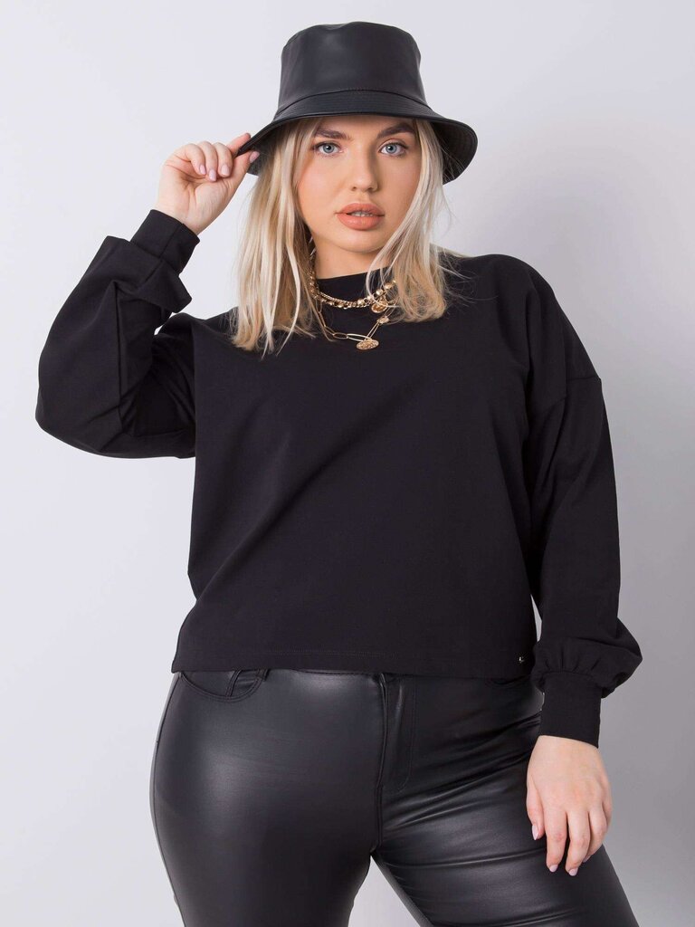 Melns vienkāršs plus izmēra sporta krekls. Black XL цена и информация | Jakas sievietēm | 220.lv