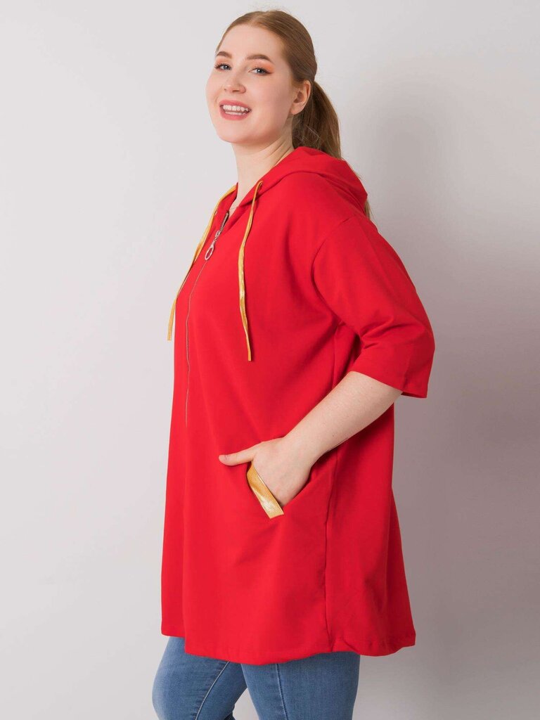 Sieviešu sarkans plus izmēra sporta krekls ar rāvējslēdzēju. Red Universalus cena un informācija | Jakas sievietēm | 220.lv