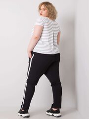Melnas plus izmēra sporta bikses ar svītrām. Black XL цена и информация | Спортивная одежда для женщин | 220.lv