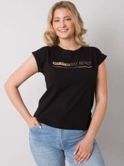 Melns plus izmēra t-krekls ar aplikācijām. Black Universāls цена и информация | Женские блузки, рубашки | 220.lv