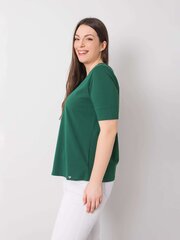 Sieviešu plus izmēra tumši zaļš kokvilnas t-krekls. Dark green XXXL cena un informācija | Blūzes, sieviešu krekli | 220.lv