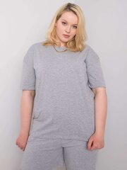 Pelēks plus izmēra kokvilnas t-krekls. Grey XXL cena un informācija | Blūzes, sieviešu krekli | 220.lv