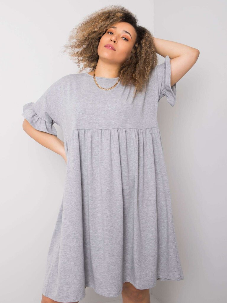 Pelēka plus izmēra kokvilnas kleita. Grey XXXXL цена и информация | Kleitas | 220.lv