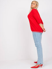 Plus izmēra sarkana blūze ar rievojumu. Red XL цена и информация | Женские блузки, рубашки | 220.lv