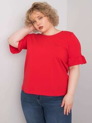 Plus izmēra sarkana blūze ar dekoratīvām piedurknēm. Red XL цена и информация | Женские блузки, рубашки | 220.lv