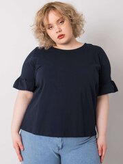 Plus izmēra tumši zila blūze ar dekoratīvām piedurknēm. Navy blue XL цена и информация | Женские блузки, рубашки | 220.lv