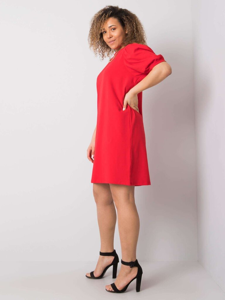 Plus izmēra sarkana kokvilnas kleita. Red XL cena un informācija | Kleitas | 220.lv