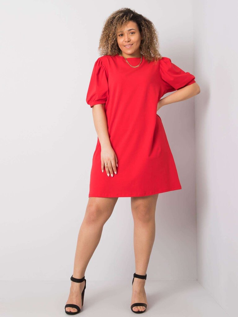 Plus izmēra sarkana kokvilnas kleita. Red XL cena un informācija | Kleitas | 220.lv