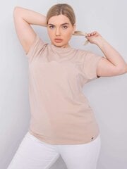 Plus izmēra bēšs kokvilnas t-krekls. Beige XXXL цена и информация | Женские блузки, рубашки | 220.lv