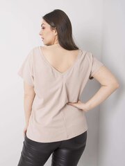 Plus izmēra bēšs kokvilnas t-krekls. Beige XXL цена и информация | Женские блузки, рубашки | 220.lv