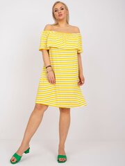 Plus izmēra dzeltena un balta kleita. Yellow XL цена и информация | Платья | 220.lv