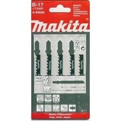 Пилы для лобзика Makita B-17 (T101AO) 70ММ 5Шт.A-85690 цена и информация | Механические инструменты | 220.lv