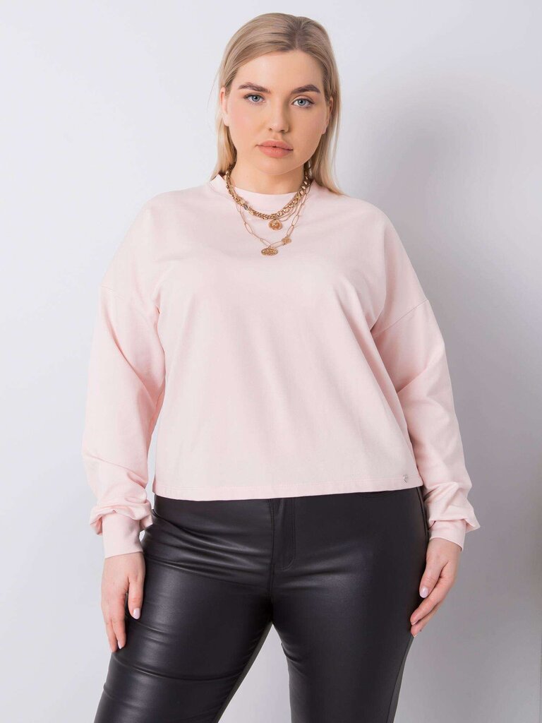 Gaiši rozā, vienkāršs plus izmēra sporta krekls. Light pink XL cena un informācija | Jakas sievietēm | 220.lv