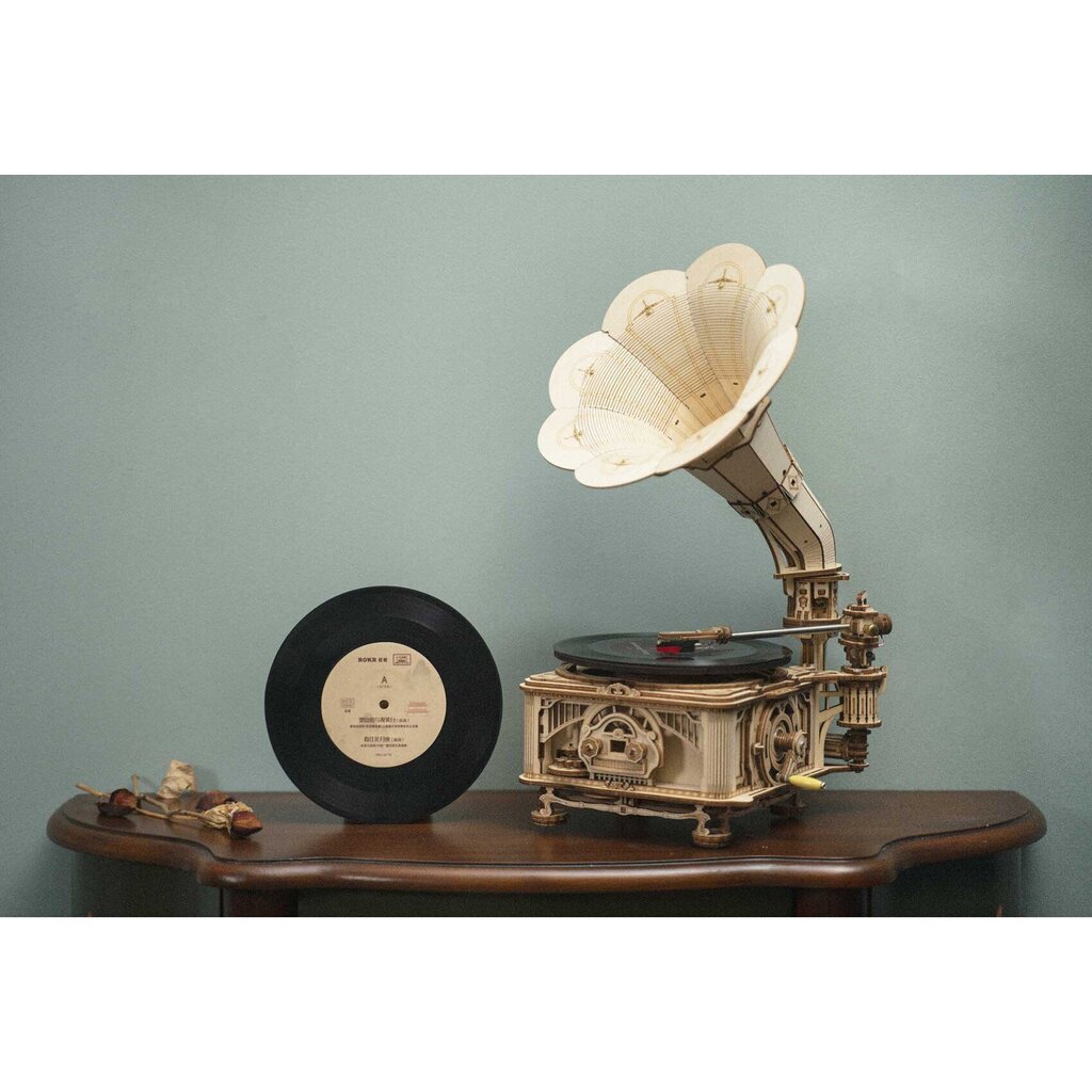 Koka mehāniskais konstruktors GRAMOPHONE (elektriskā versija) цена и информация | Konstruktori | 220.lv