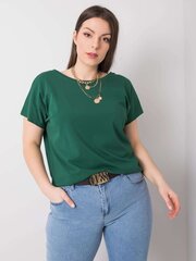 Tumši zaļš plus lieluma kokvilnas t-krekls. Dark green XXL cena un informācija | Blūzes, sieviešu krekli | 220.lv