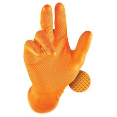 Перчатки противоскользящие оранжевые Grippaz, 50 шт. в коробке, размер XL цена и информация | Рабочие перчатки | 220.lv