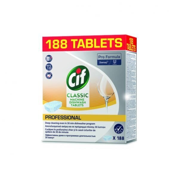 Trauku mazgāšanas tabletes CIF CLASSIC, 188 gab cena un informācija | Trauku mazgāšanas līdzekļi | 220.lv