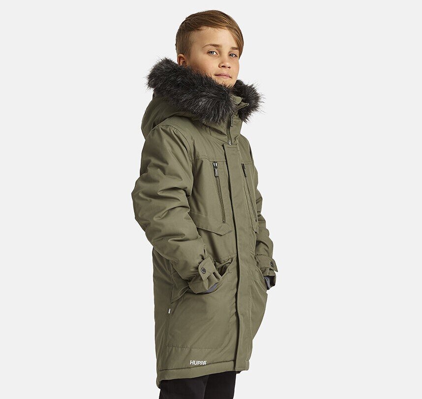 Huppa ziemas virsjaka zēniem David, tumši zaļa, 12270020-10057 cena un informācija | Ziemas apģērbs bērniem | 220.lv