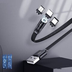 Магнитный USB-кабель REMAX Flag Series + комплект вилок Lightning / USB Type C / micro USB 2.1A, 1 м, черный (RC-169th) цена и информация | Кабели для телефонов | 220.lv