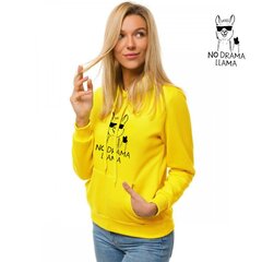 Dzeltens sieviešu džemperis ar kapuci "No drama Llama" JS/W02-45551-XXL cena un informācija | Jakas sievietēm | 220.lv