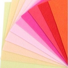 Dekoratīvs filcs komplekts 2 mm, 20x20 cm, 10 gab., dažādas krāsas cena un informācija | Filcēšanas piederumi | 220.lv