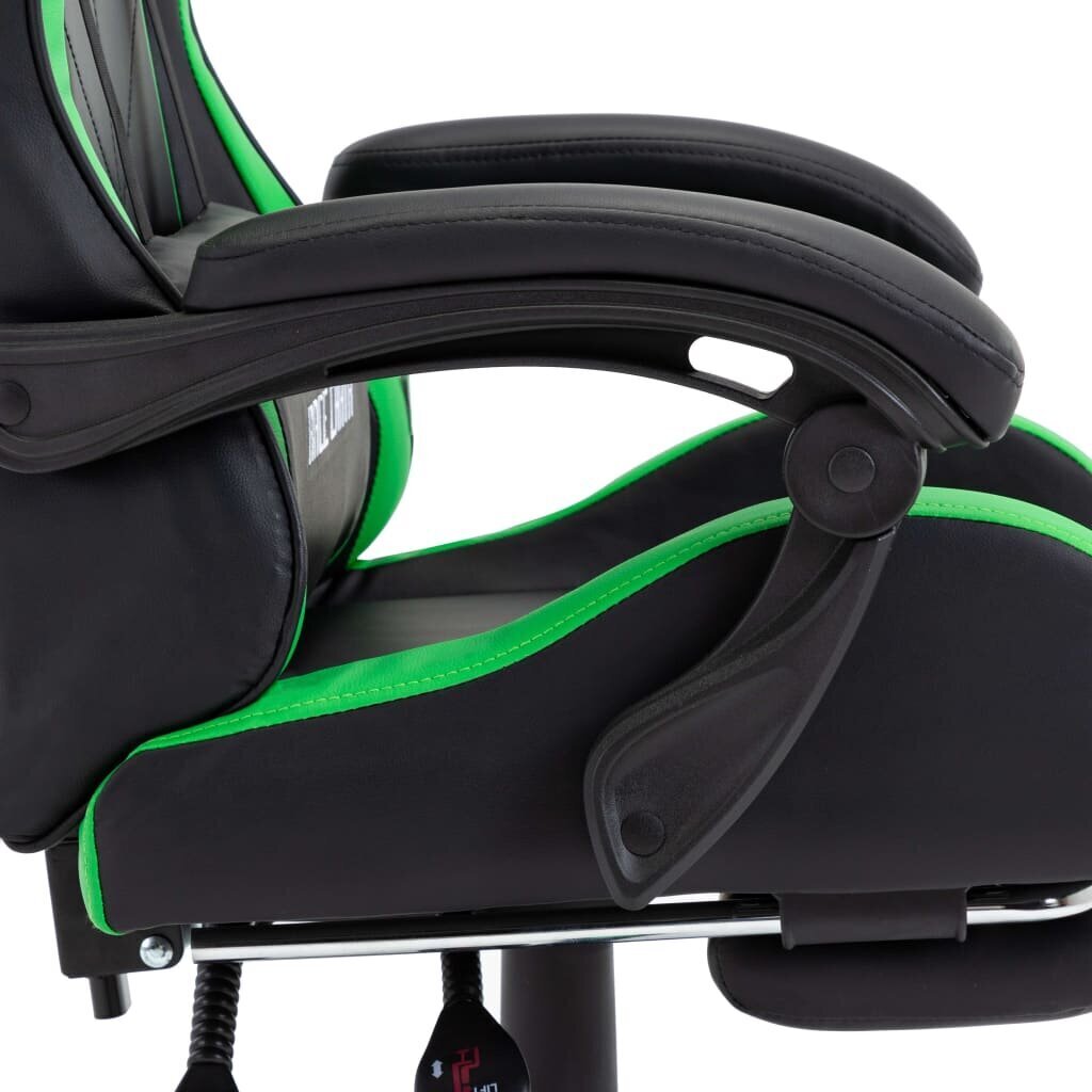 vidaXL biroja krēsls ar kāju balstu, zaļa un melna mākslīgā āda цена и информация | Biroja krēsli | 220.lv