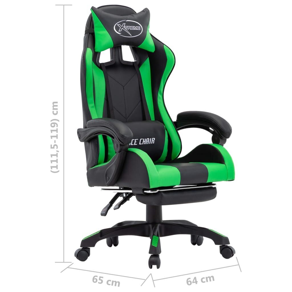 vidaXL biroja krēsls ar kāju balstu, zaļa un melna mākslīgā āda cena un informācija | Biroja krēsli | 220.lv