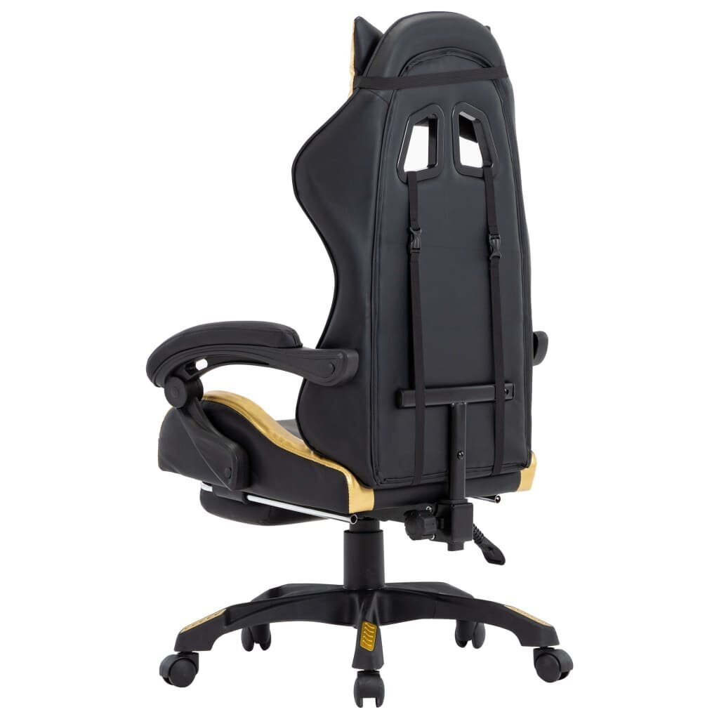 vidaXL biroja krēsls ar kāju balstu, zeltaina un melna mākslīgā āda cena un informācija | Biroja krēsli | 220.lv