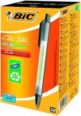 Lodīšu pildspalvas BIC ECO CLICSTIC BLACK 1.0 mm, melnas, 50 gab. 175884 cena un informācija | Rakstāmpiederumi | 220.lv