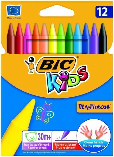 Zīmuļi BIC– Plastidecor WX.PLAST421.CBW12 EU, 945764, 12 krāsas цена и информация | Modelēšanas un zīmēšanas piederumi | 220.lv