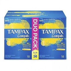 Tamponi TAMPAX Compak Regular, 36 gab. cena un informācija | Tamponi, higiēniskās paketes, ieliktnīši | 220.lv