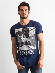 мужская темно-синяя футболка с принтом цена и информация | Мужские футболки | 220.lv