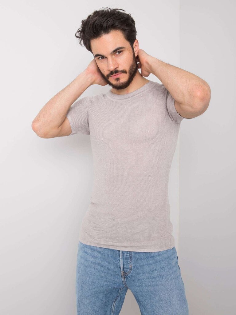 Vīriešu pelēks adīts t-krekls. Grey S cena un informācija | Vīriešu T-krekli | 220.lv