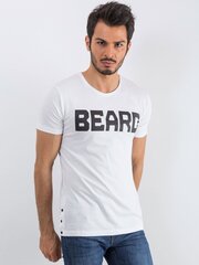 Vīriešu balts t-krekls ar uzrakstu. White S cena un informācija | Vīriešu T-krekli | 220.lv
