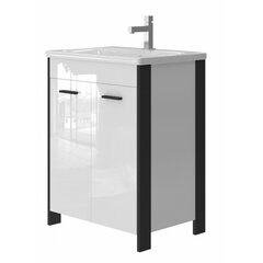 Шкаф для ванной комнаты с умывальником Brooklyn BR-65, черный/белый цена и информация | Шкафчики для ванной | 220.lv