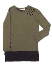 Многослойная блузка для девочки с вырезами цвета хаки. цена и информация | Рубашки для мальчиков | 220.lv