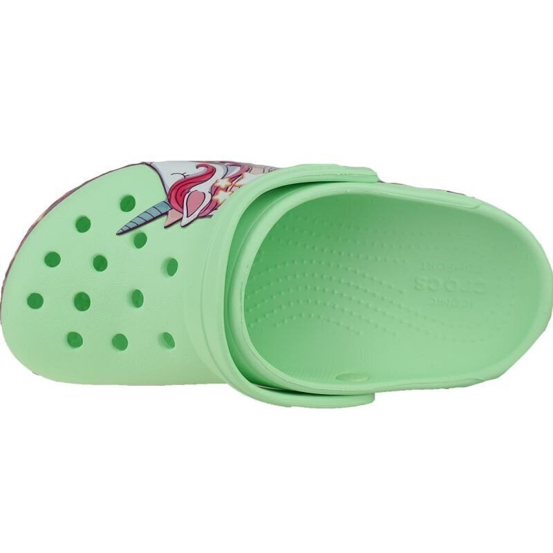 Čības meitenēm Crocs Fun Lab Unicorn Band Clog, zaļas 206270-3TI cena un informācija | Bērnu čības, maiņas apavi | 220.lv