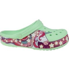 Шлепанцы для девочек Crocs Fun Lab Unicorn Band Clog, зеленые 206270-3TI цена и информация | Детские тапочки, домашняя обувь | 220.lv