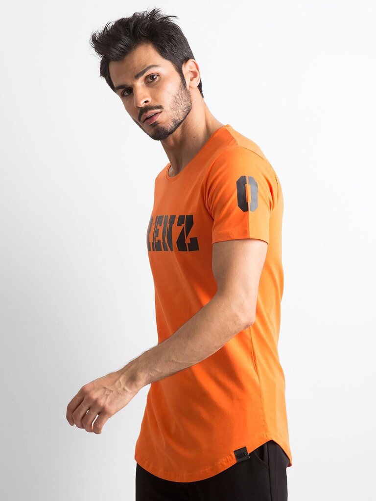 Vīriešu oranžs T-krekls ar uzrakstu. Orange S цена и информация | Vīriešu T-krekli | 220.lv