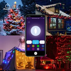 Robert Smart Gudrā Wi-Fi LED krāsainā virtene, lietošanai iekštelpās un ārtelpās, RGB LED Holiday Lighting String, 20m, IP44 (Calex 5006077) cena un informācija | LED lentes | 220.lv