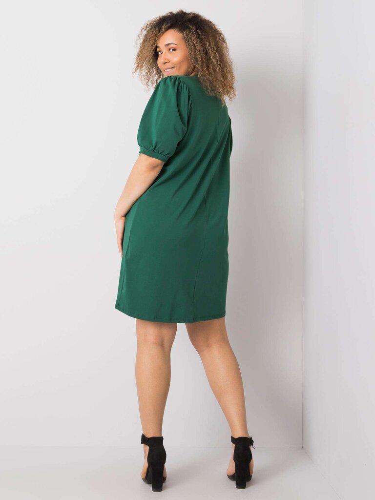 Tumši zaļa plus izmēra kokvilnas kleita. Dark green XL cena un informācija | Kleitas | 220.lv