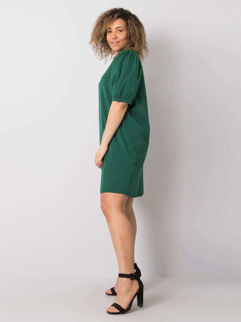 Tumši zaļa plus izmēra kokvilnas kleita. Dark green XL cena un informācija | Kleitas | 220.lv