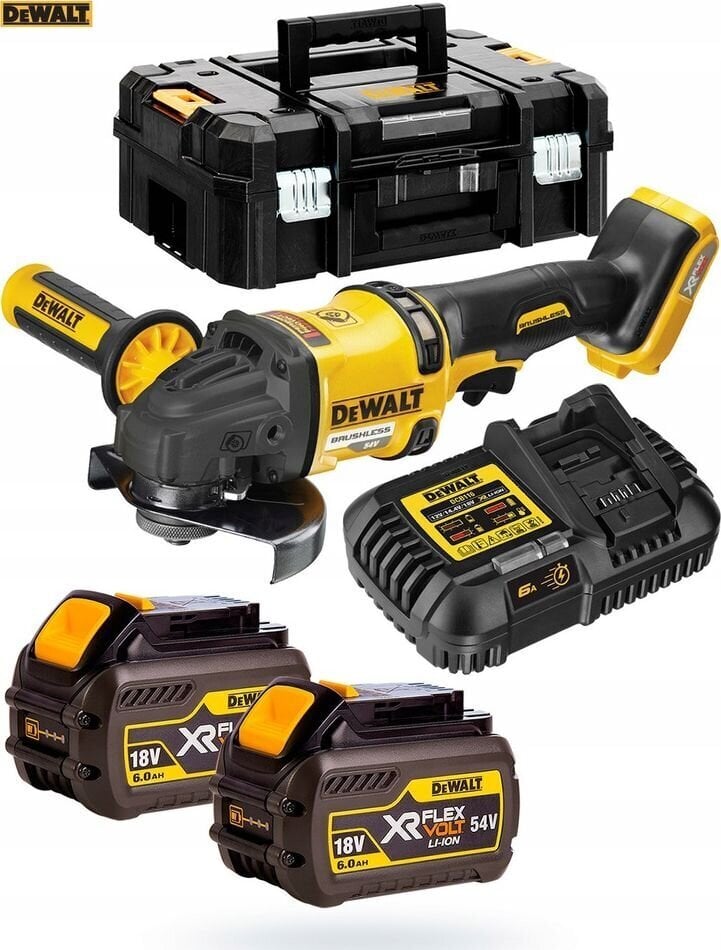 Akumulatora leņķa slīpmašīna 54V 2x6Ah DeWALT DCG418T2-QW cena un informācija | Slīpmašīnas | 220.lv