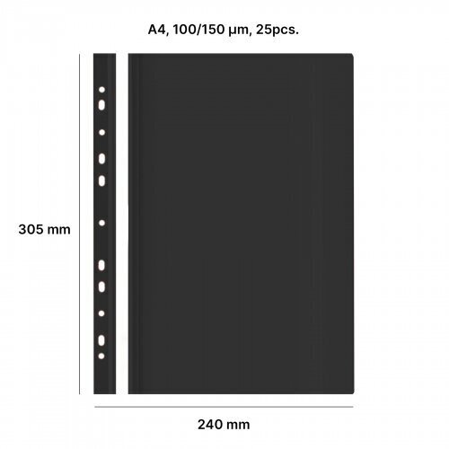 Perforēts A4 atskaites fails AD Class, 100/150 melns 25 gab./iepakojumā cena un informācija | Kancelejas preces | 220.lv